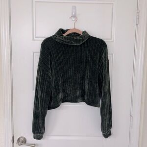 Cropped Velvet Turtleneck